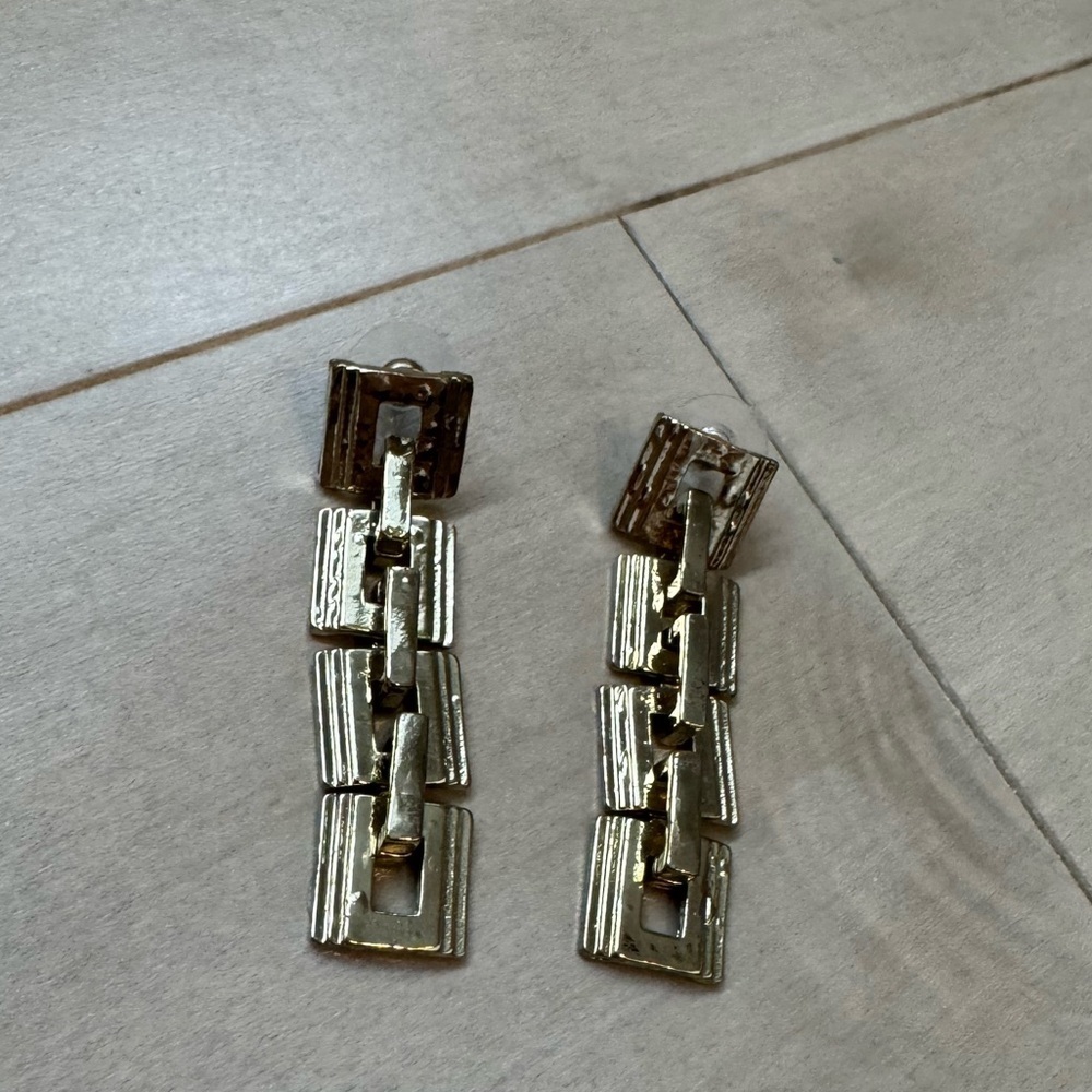 Vintage chunky Gold Geometric Drop Earrings